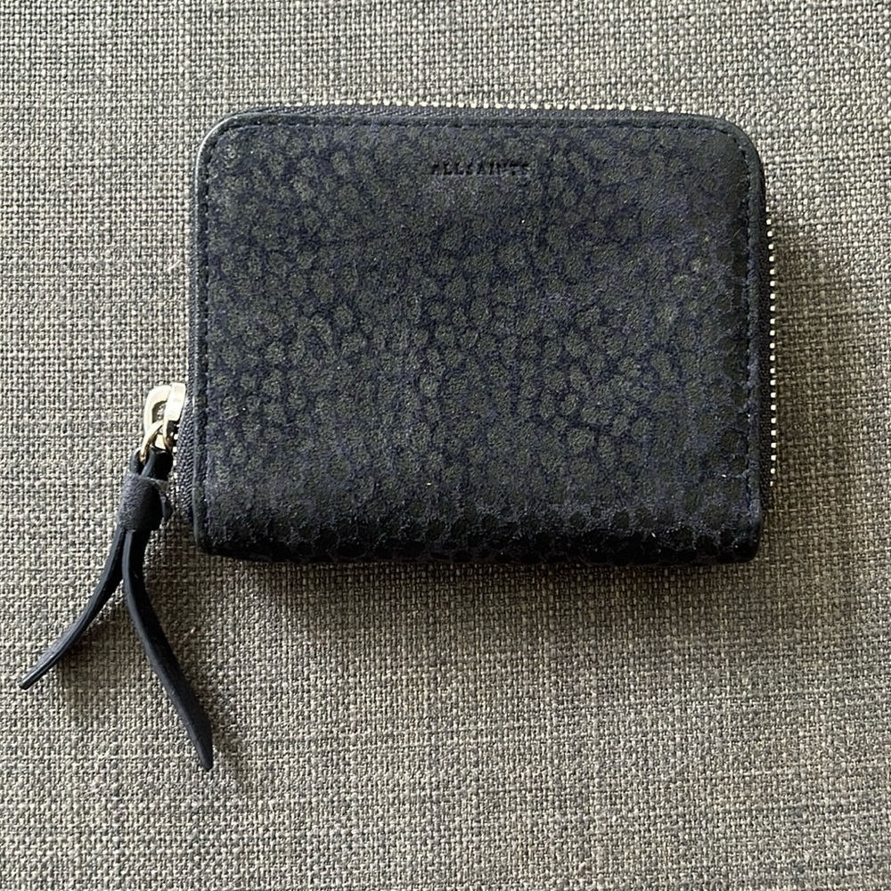 COPY - All Saints Echo Mini Wallet Marine Blue/Black Leopard